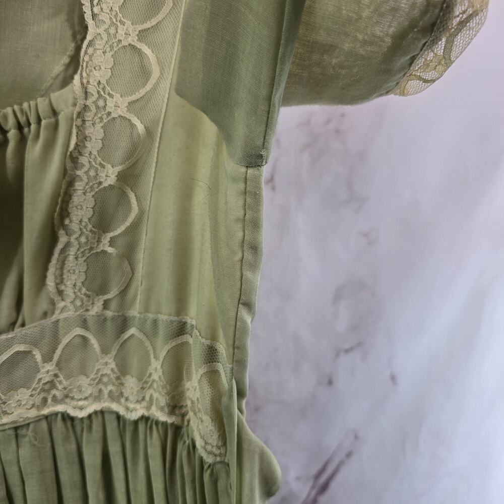 Vintage Peasant Dress Women XS Green Prairie Cottagecore Jessica Gunne Sax - Picture 12 of 16